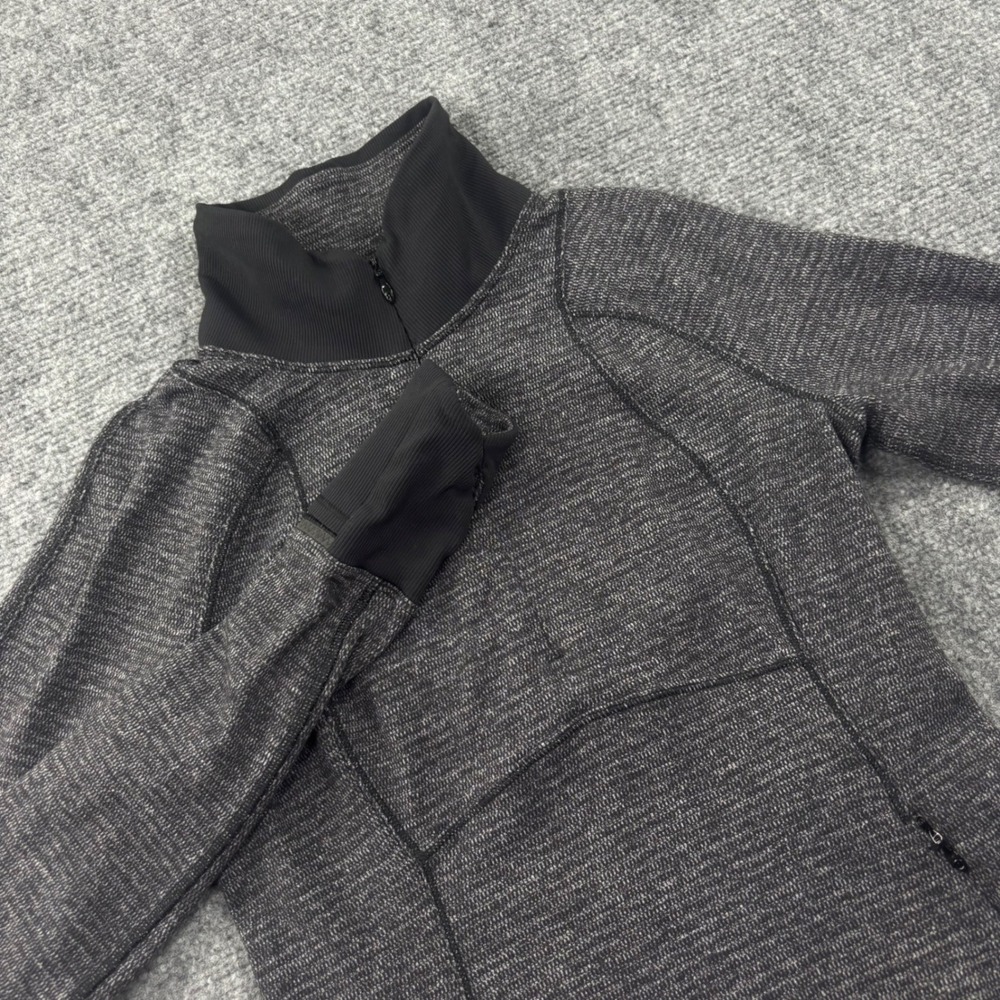 Lululemon Half Zip Pullover 4 Black Heathered Mock Neck Thumbhole Active Women